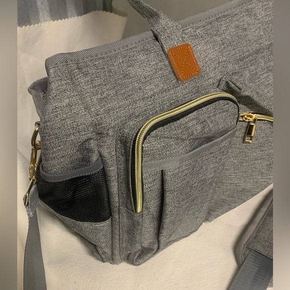 Rabjen Gray Diaper Tote Bag Large Multifunction Travel Baby Bag NWOT - Picture 5 of 11